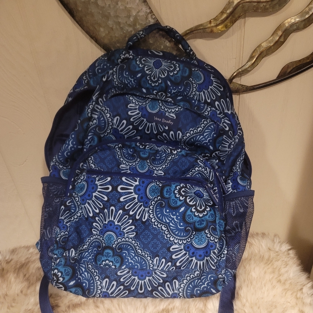 Vera Bradley blue medallion, campus book bag in reactive.